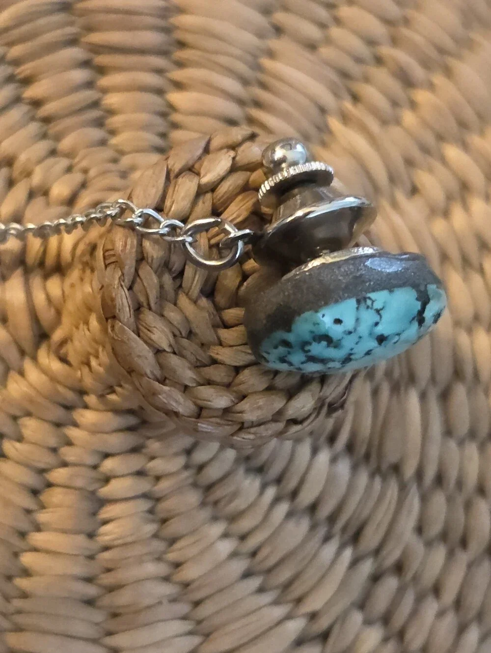 Vintage Natural Turquoise Tie Tack Pin